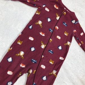 5 for $10 Wonder Nation GUC Kids Maroon Forest Friends Zip Up Footie 6-9M